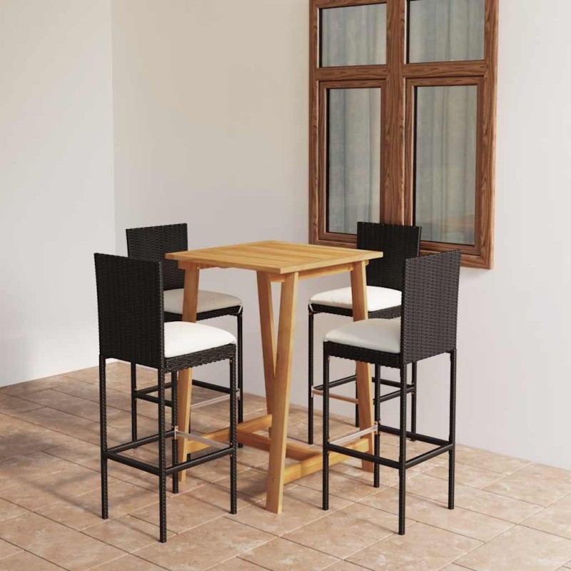 Ensemble de bar de jardin avec coussins 5 pcs Noir 615621615621