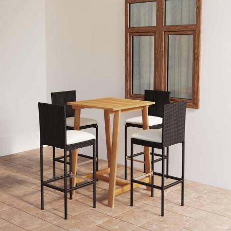 Ensemble de bar de jardin avec coussins 5 pcs Noir 615621615621