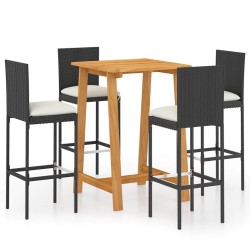 Ensemble de bar de jardin avec coussins 5 pcs Noir 615621615621