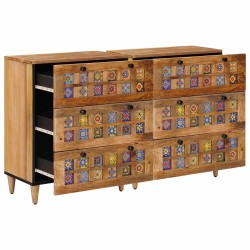 Buffet 2 pcs Naturel 60 x 33 x 75 cm Bois de mangue massif 615625615625