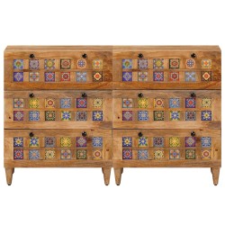 Buffet 2 pcs Naturel 60 x 33 x 75 cm Bois de mangue massif 615625615625