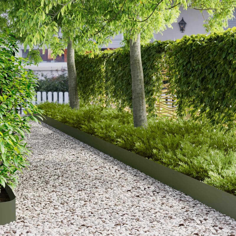 Bordure de Pelouse 30 pcs 103 x 20 cm Acier Vert olive 615626615626