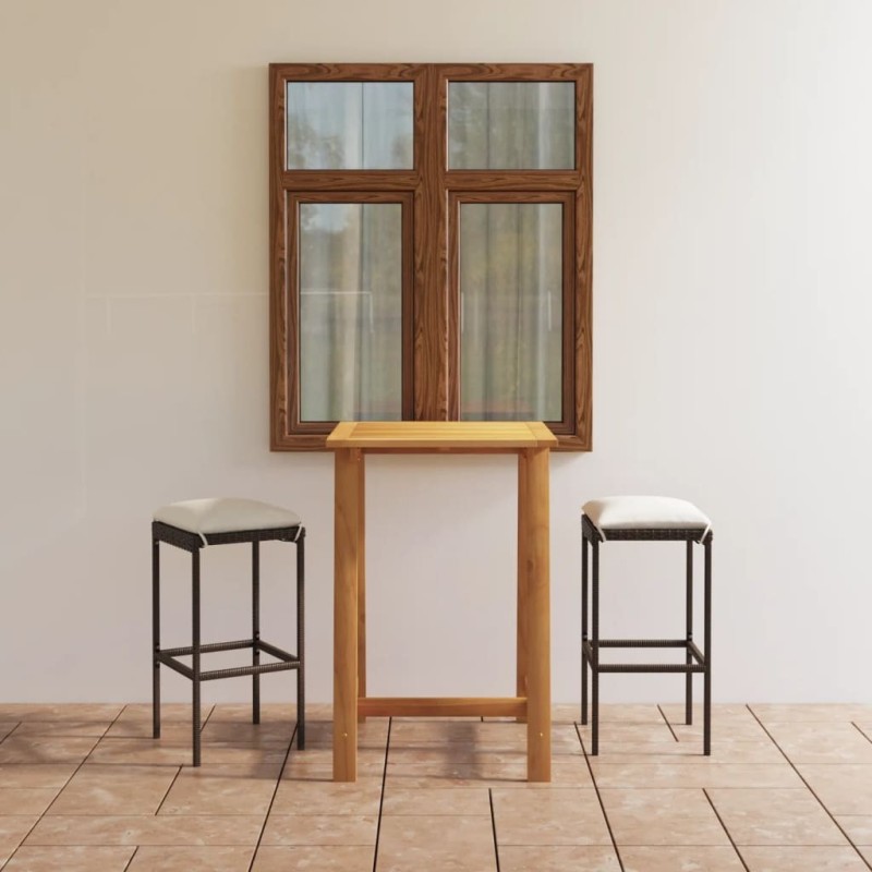 Ensemble de bar de jardin avec coussins 3 pcs Marron 615629615629