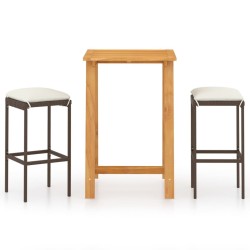 Ensemble de bar de jardin avec coussins 3 pcs Marron 615629615629