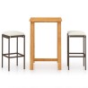Ensemble de bar de jardin avec coussins 3 pcs Marron 615629615629