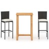 Ensemble de bar de jardin avec coussins 3 pcs Noir 615641615641