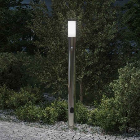 Borne lumineuse avec détecteur et prise 110 cm acier inoxydable IP44 615644615644