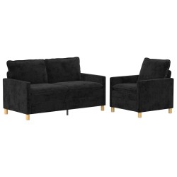 Ensemble de Canapés 2 pcs Noir Polyester 615645615645