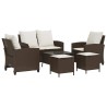 Ensemble de canapé de jardin 6 pcs avec coussins marron résine tressée 615649615649