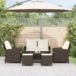 Ensemble de canapé de jardin 6 pcs avec coussins marron résine tressée 615649615649