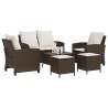 Ensemble de canapé de jardin 6 pcs avec coussins marron résine tressée 615649615649