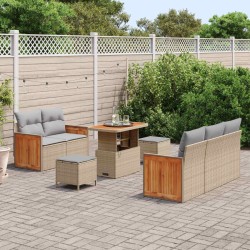 Ensemble de canapé de jardin 8 pcs Beige et Gris clair 615652615652