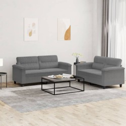 Ensemble de canapés 2 pcs coussins gris foncé tissu microfibre 615655615655