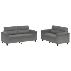 Ensemble de canapés 2 pcs coussins gris foncé tissu microfibre 615655615655