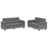 Ensemble de canapés 2 pcs coussins gris foncé tissu microfibre 615655615655