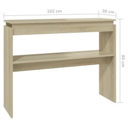 Table console chêne sonoma 102x30x80 cm bois d'ingénierie 615661615661