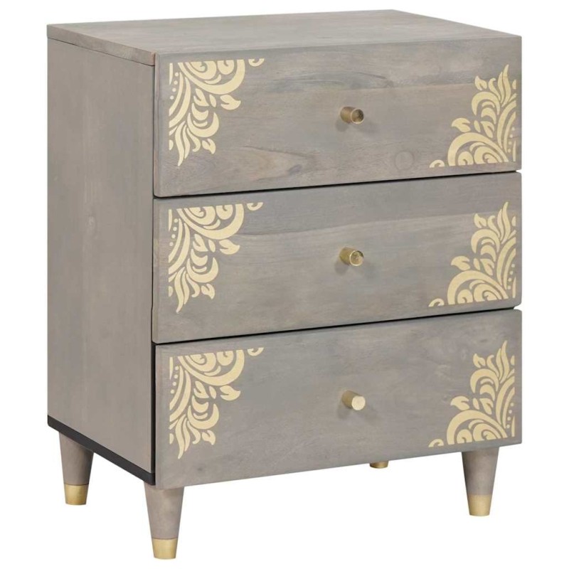 Cabinet de chevet Gris 50 x 33 x 62 cm Bois de mangue massif 615664615664
