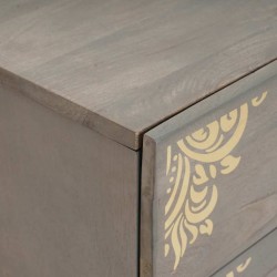 Cabinet de chevet Gris 50 x 33 x 62 cm Bois de mangue massif 615664615664