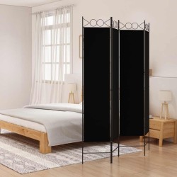 Cloison de séparation 4 panneaux Noir 160x200 cm Tissu 615697615697