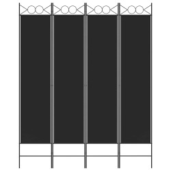 Cloison de séparation 4 panneaux Noir 160x200 cm Tissu 615697615697