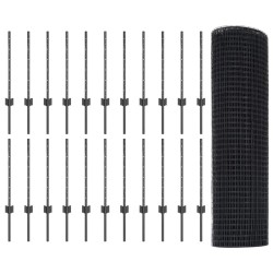 Clôture en fil soudé avec poteaux 50 x 0,6 m Gris Maille 615703615703