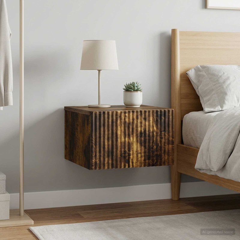 Cabinet de chevet mural 2 pcs Chêne fumé 33 x 34,5 x 20 cm 615705615705