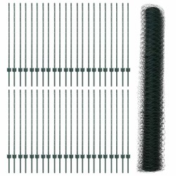 Clôture hexagonale avec poteau 100 x 1,2 m Vert Maille 615727615727