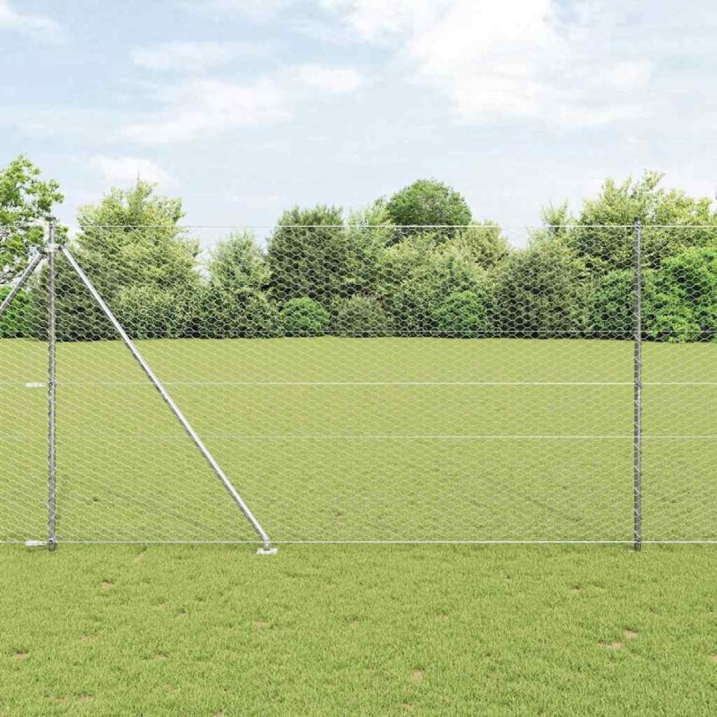 Clôture hexagonale avec poteau 100 x 1,6 m Acier galvanisé 615728615728