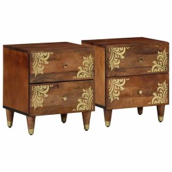 Cabinet de chevet avec tiroir 2 pcs Marron miel 40 x 33 x 46 cm 615735615735