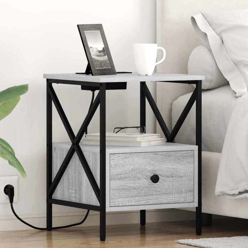 Cabinet de chevet avec tiroir Gris Sonoma 41,5 x 40,5 x 55 cm 615740615740