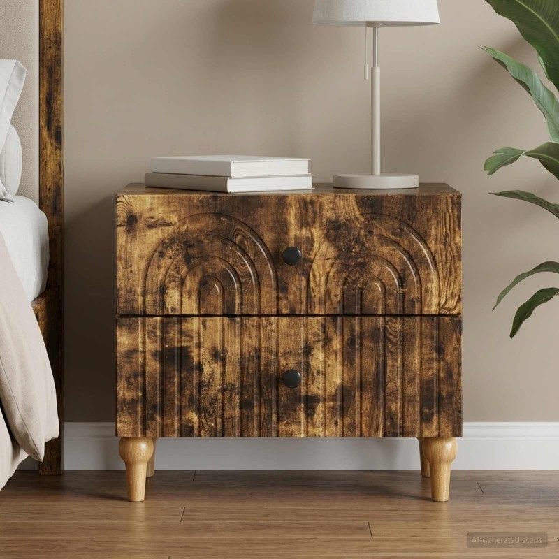 Cabinet de chevet avec tiroir Chêne fumé 62 x 34,5 x 48 cm 615741615741