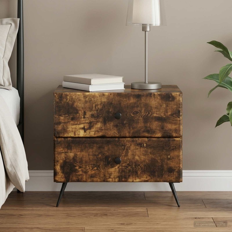 Cabinet de chevet avec tiroir Chêne fumé 62 x 34,5 x 47,5 cm 615745615745