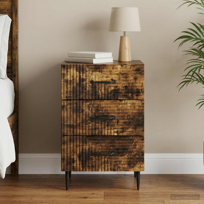Cabinet de chevet avec tiroir Chêne fumé 43 x 41 x 66,5 cm 615746615746