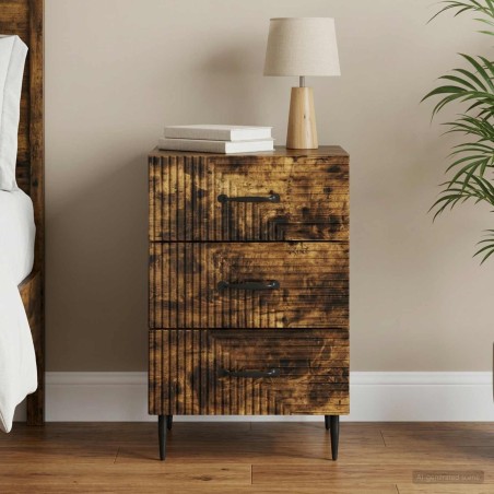 Cabinet de chevet avec tiroir Chêne fumé 43 x 41 x 66,5 cm 615746615746