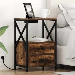 Cabinet de chevet avec tiroir 2 pcs Chêne fumé 40 x 31 x 60 cm 615750615750