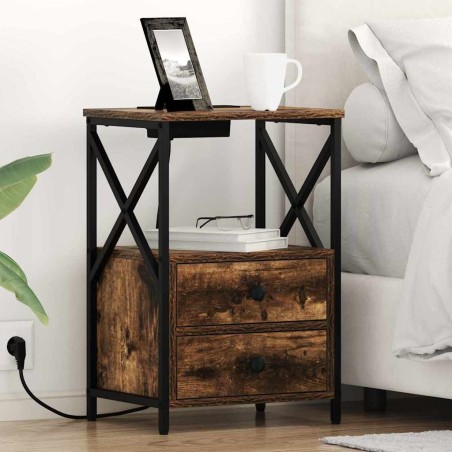 Cabinet de chevet avec tiroir 2 pcs Chêne fumé 40 x 31 x 60 cm 615750615750