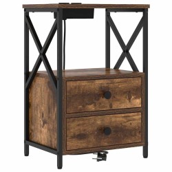 Cabinet de chevet avec tiroir 2 pcs Chêne fumé 40 x 31 x 60 cm 615750615750