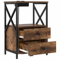 Cabinet de chevet avec tiroir 2 pcs Chêne fumé 40 x 31 x 60 cm 615750615750