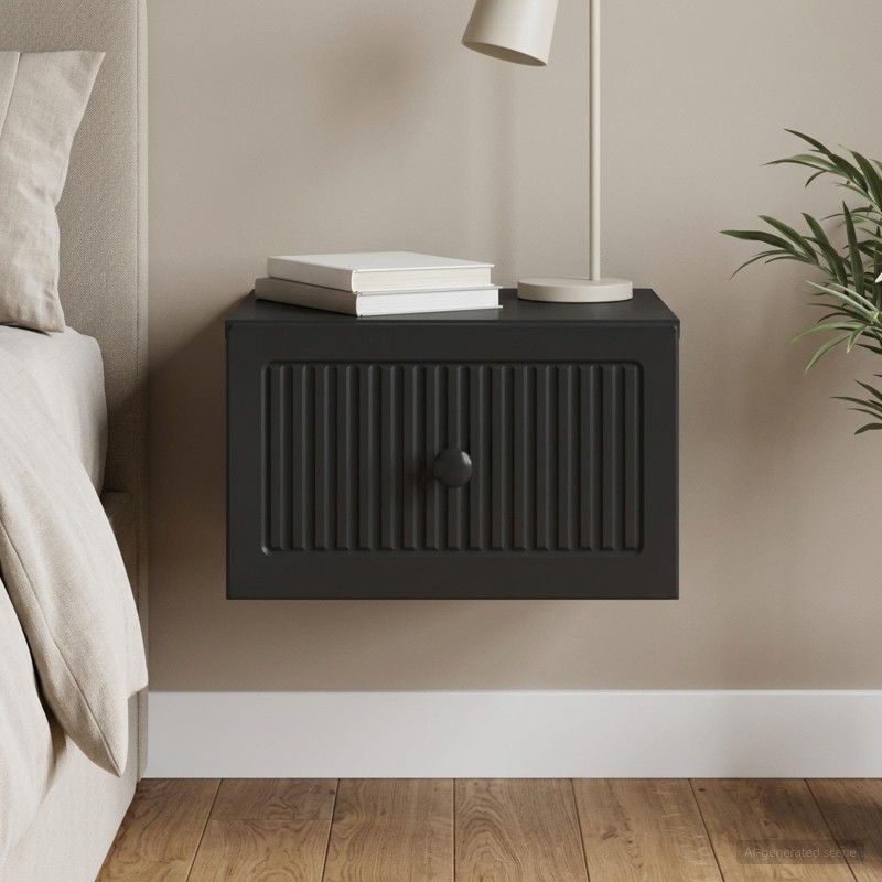 Cabinet de chevet mural avec tiroir Noir 33 x 34,5 x 20 cm 615759615759