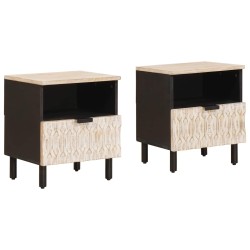 Cabinet de chevet avec tiroir 2 pcs Blanc 40 x 33 x 46 cm 615766615766
