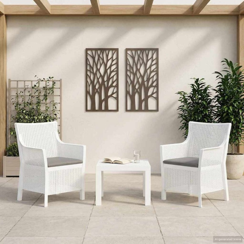 Ensemble salon avec coussin 3 pcs Blanc PP 615781615781