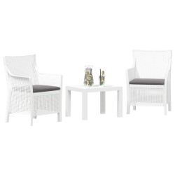 Ensemble salon avec coussin 3 pcs Blanc PP 615781615781