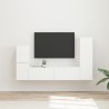 Ensemble meuble TV Montage mural 4 pcs Blanc Bois d'ingénierie 615784615784
