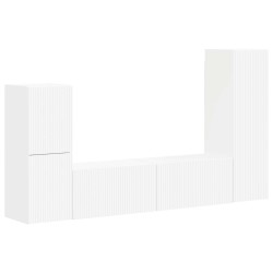 Ensemble meuble TV Montage mural 4 pcs Blanc Bois d'ingénierie 615784615784