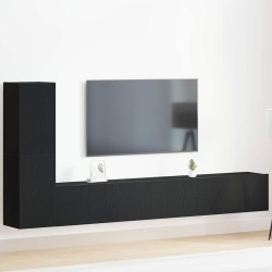 Ensemble meuble TV Montage mural Chêne noir Bois d'ingénierie 615785615785