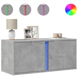 Meuble TV mural avec lumières LED gris béton 80x31x35 cm 615790615790