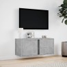 Meuble TV mural avec lumières LED gris béton 80x31x35 cm 615790615790