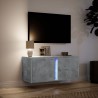 Meuble TV mural avec lumières LED gris béton 80x31x35 cm 615790615790