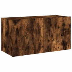 Meuble TV mural avec lumières LED chêne fumé 80x35x41 cm 615801615801