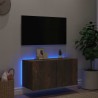 Meuble TV mural avec lumières LED chêne fumé 80x35x41 cm 615801615801